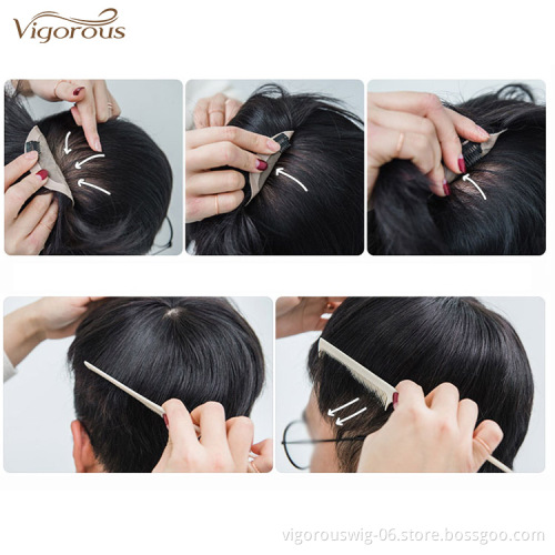 Natural Looking Men Toupee Human Hair Man Hairpieces 100% Human Hair Natural Black Machine Made Men Toupee With Clips